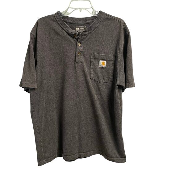 Carhartt Gray Short Sleeve Pocket Tee Size Large Loose Fit Workwear Casual - Picture 1 of 4